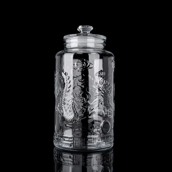 High-end Pattern Wine Bottle 15L Transparent Silicone Cover Storage Bottles Jars Wide Mouth Sealed Glass Container for Kitchen