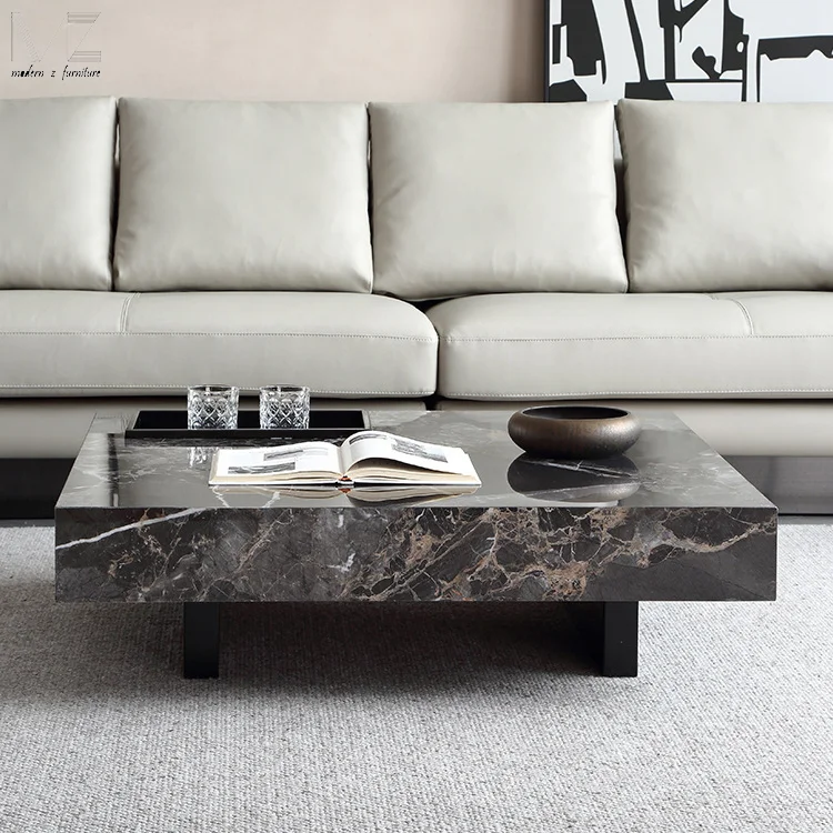 Modern Design Living Room Furniture Kaffee Tisch Aus Tempered Glass Tea Tables Marble Storage Sintered Stone Centre Coffee Table