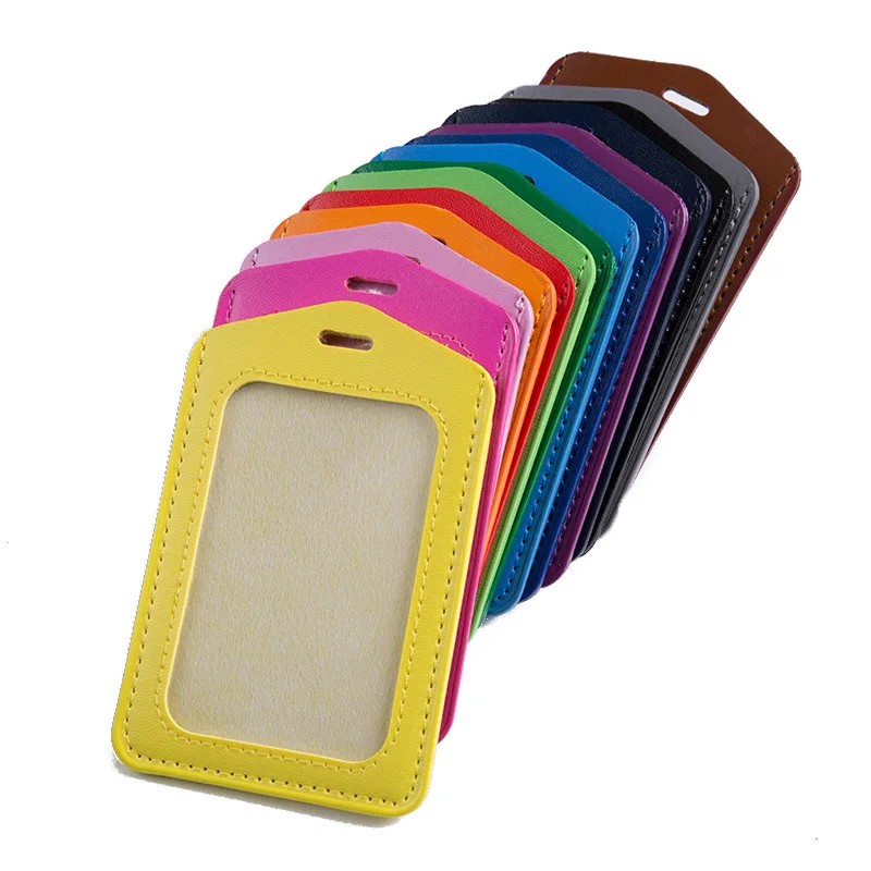 Wholesale Vertical and Horizontal PU Leather ID Card Holder Badge Holder ID card,10 Pieces
