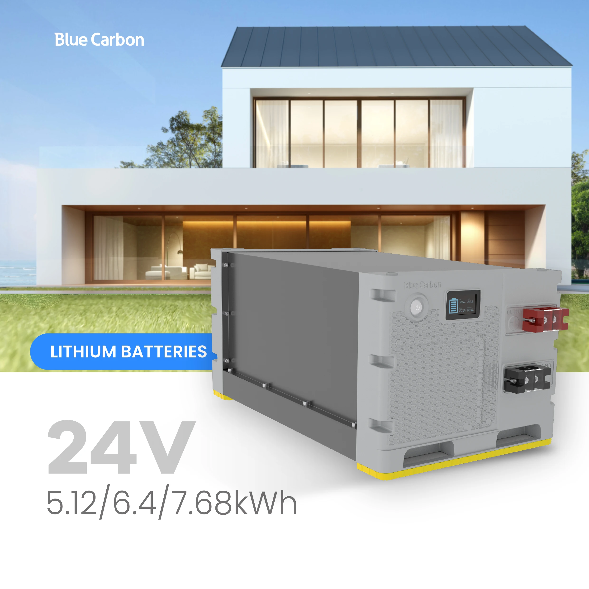 Blue Carbon Solar System Lithium Iron Lifepo4 24V 200Ah 250Ah 300Ah Solar Power Energy Storage Battery