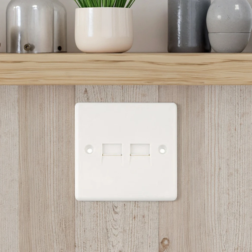 VNX Factory 86*86mm White Color Double Telephone Sockets Bakelite Material for Smart Home