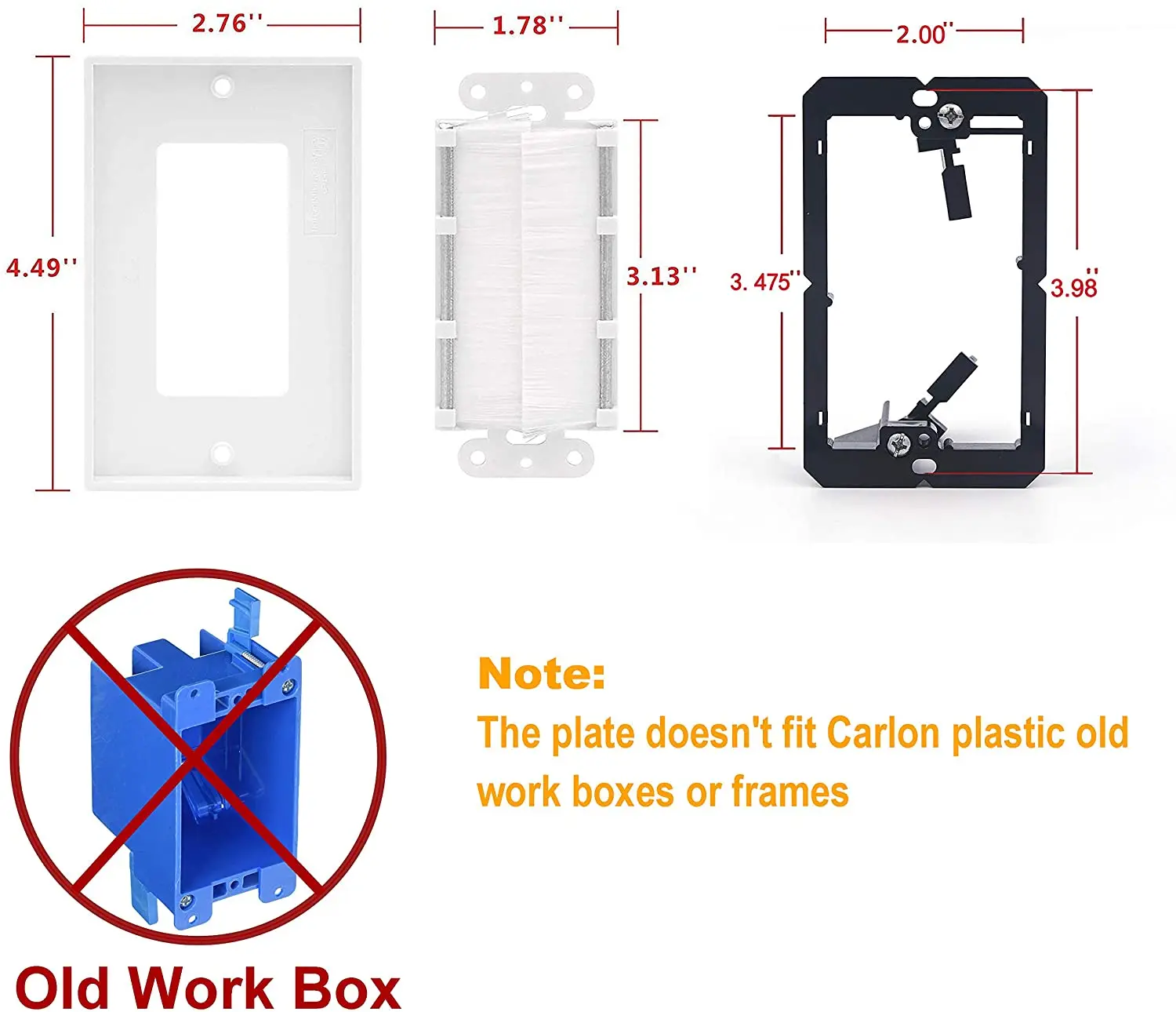 Стенная пластина для кистей с одним монтажным кронштейном кабель проходит через вставку проводов одиночный кабельный