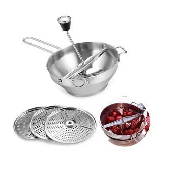Stainless Steel Interchangeable Making Puree or Soups of Vegetables, Baby Foods Potato Ricer Kitchen Rotary Food Mill