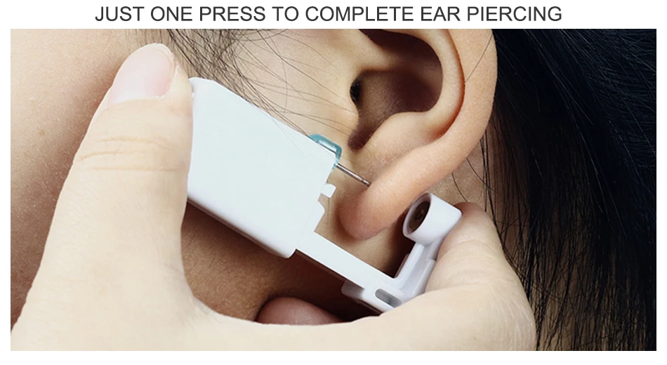 Self Ear Piercing Gun With Mini White Crystal Studs Personal Ear