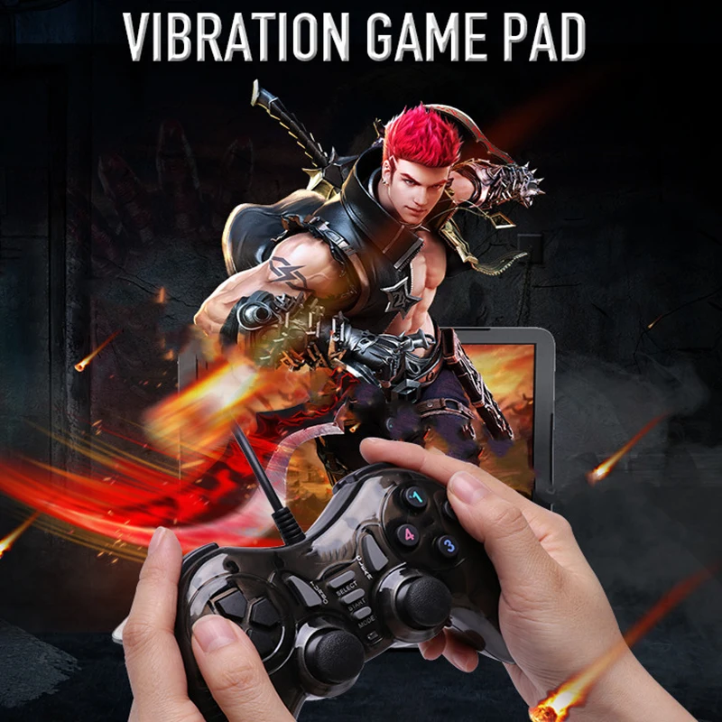 Wired Vibration Game Controller USB for PC Computer Windows XP 7 8 10 PS3 TV Box Joystick