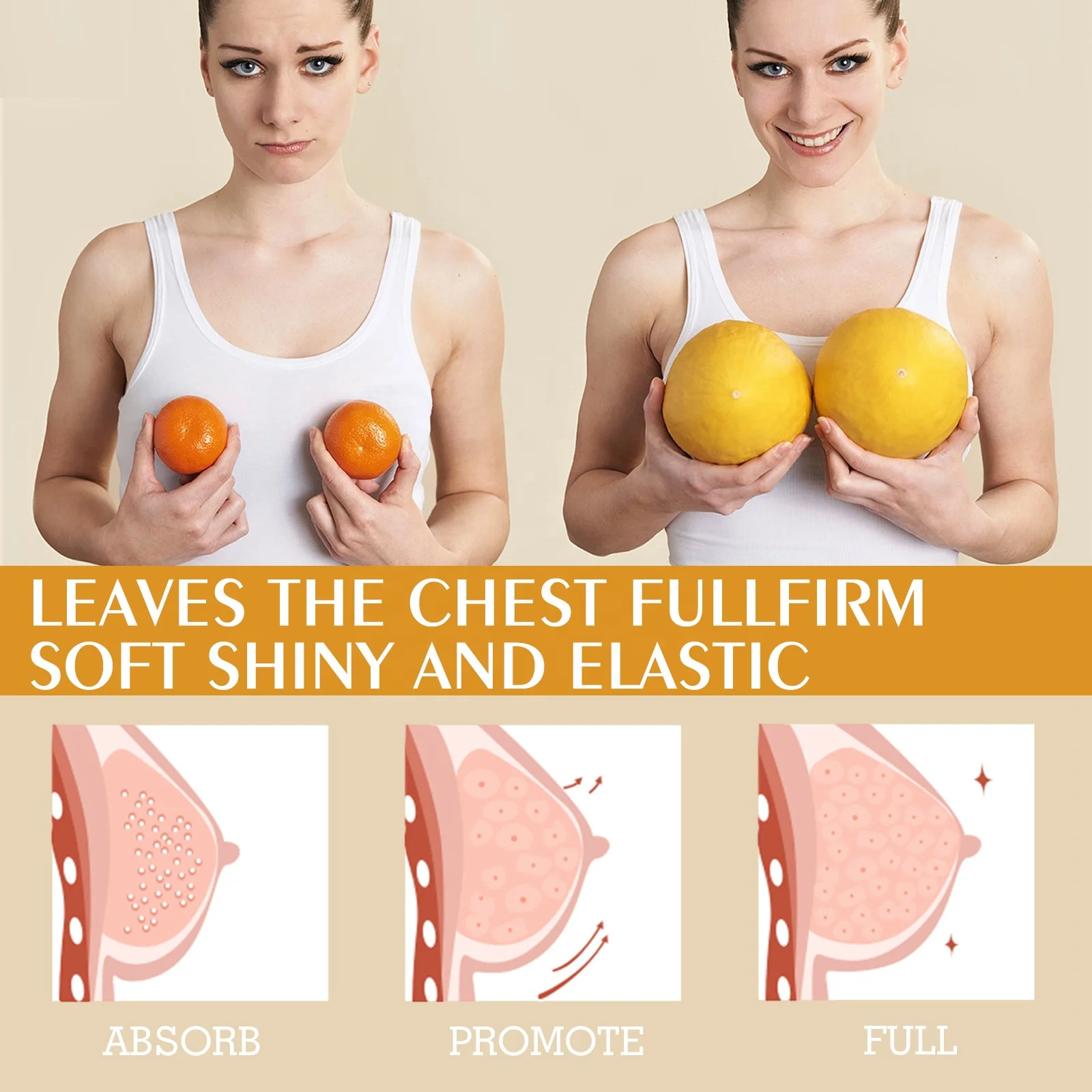 Jaysuing 100% Natural Firming Boobs Enhancement Oil Beautifying Chest Massage Roller for Big Breast Enlargement