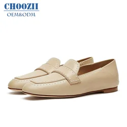 Choozii New Design Rivets Loafer Shoes Boys And Girls  Slip On Genuine Leather Kids Shoes