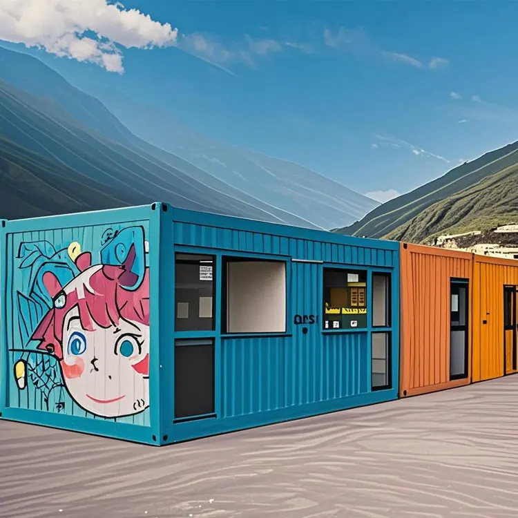 Urban Pop-Up Expandable Container Kiosk Mobile Food Shop with Fire-Resistant Bamboo Cladding Easy Shipping