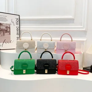 New Women's Light Luxury Single Shoulder  Bag Small Square Hand Bag Summer  Sparkling Treasure Party Crossbody Bag
