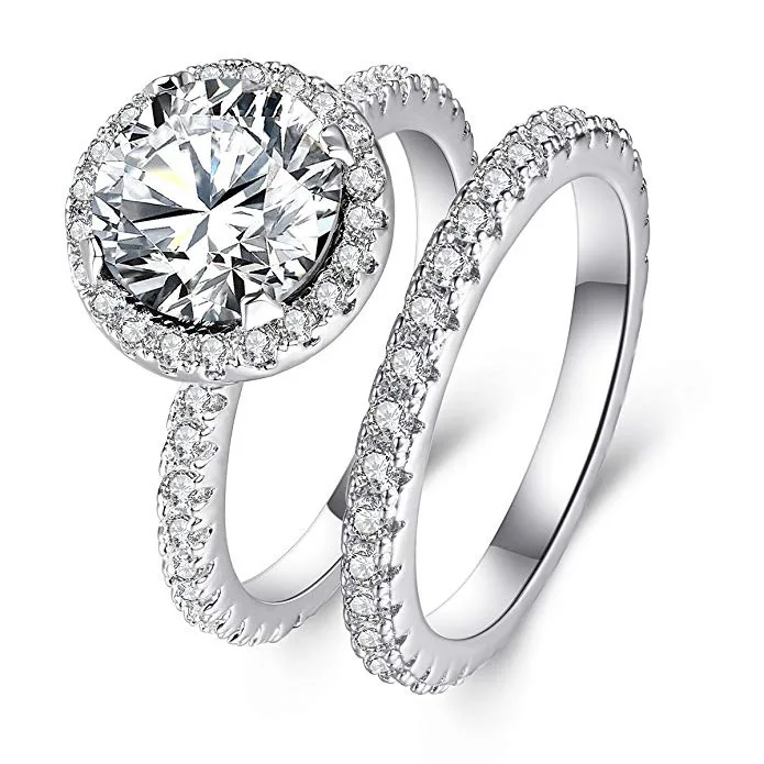 Silver color Jewelry Round Diamond Ring www.1mrk.com