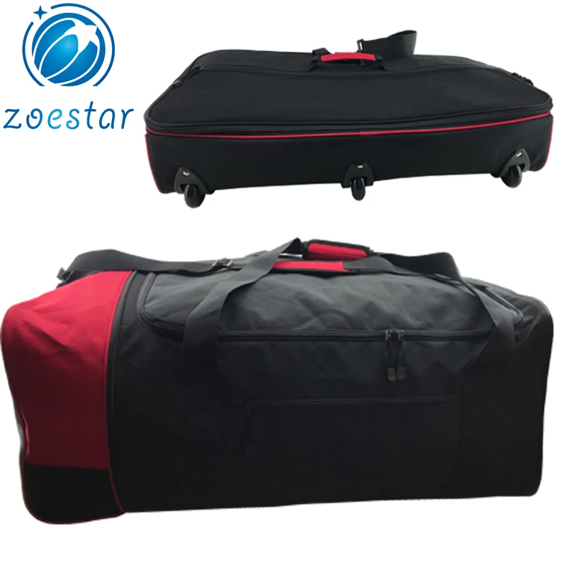 Large Folding Duffel Bag with Wheels Collapsible Rolling Travel Jumbo Cargo Trolley Wheelie Bag factory