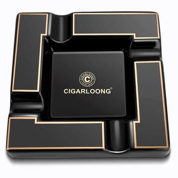 CIGARLOONG Luxury 4 Slot Ash Tray Smoking Accessories cigar holder ashtray square ceramic cigar ashtray