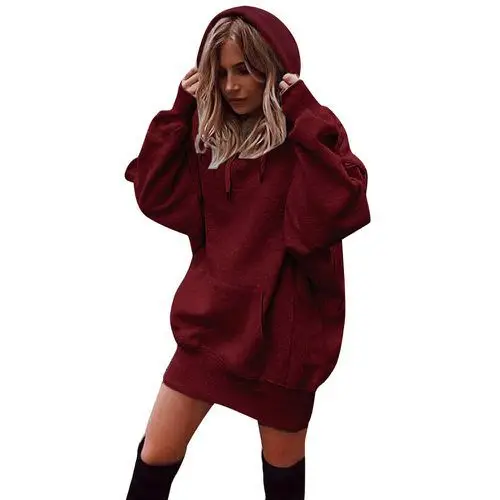 Wholesale Drop Shoulder Pullover Outwear Sweatshirts Womens Long Hooded  Sweatshirt Oversized Hoodie Dress