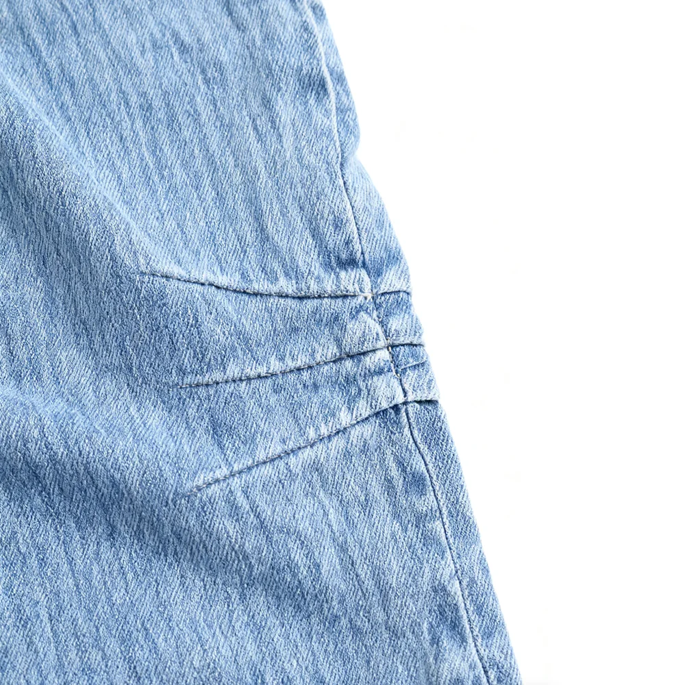 Customized Baggy Wide- Leg Culotte Jeans Striped Balloon Denim Jeans