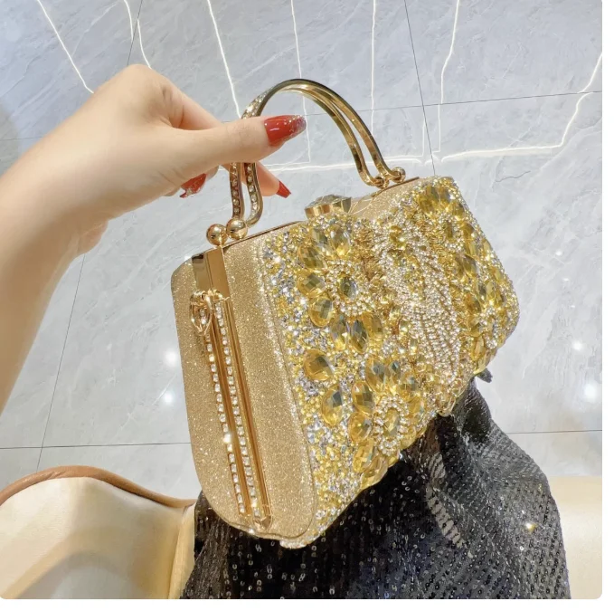 Cross-border Women's Bag Diamond-studded Dinner Party Shining Banquet Bracelet Lady Dress Evening Dress Shoulder Messenger Bag