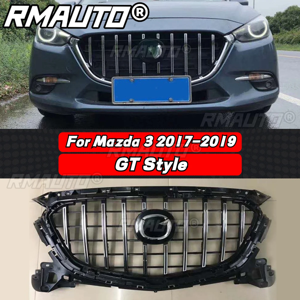 For Mazda 3 Axela 2017-2019 Diamond Style Front Bumper Grille