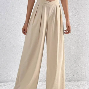 2026 Women's Casual Workwear Style Wrinkled Loose-Fitting Wide-leg Pants Loose Pants Womens Clothing