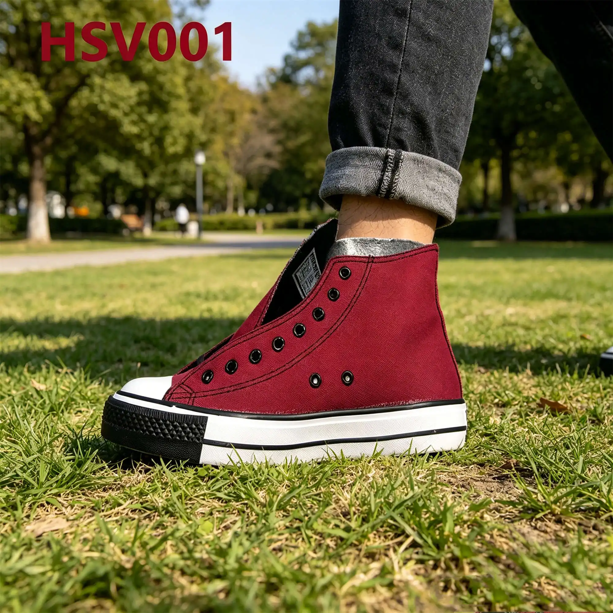 WYC,University Campus Student Wear Middle Cut Casual Sneakers Vulcanized Process Scooter Ride Lace-up Canvas Shoes HSV001
