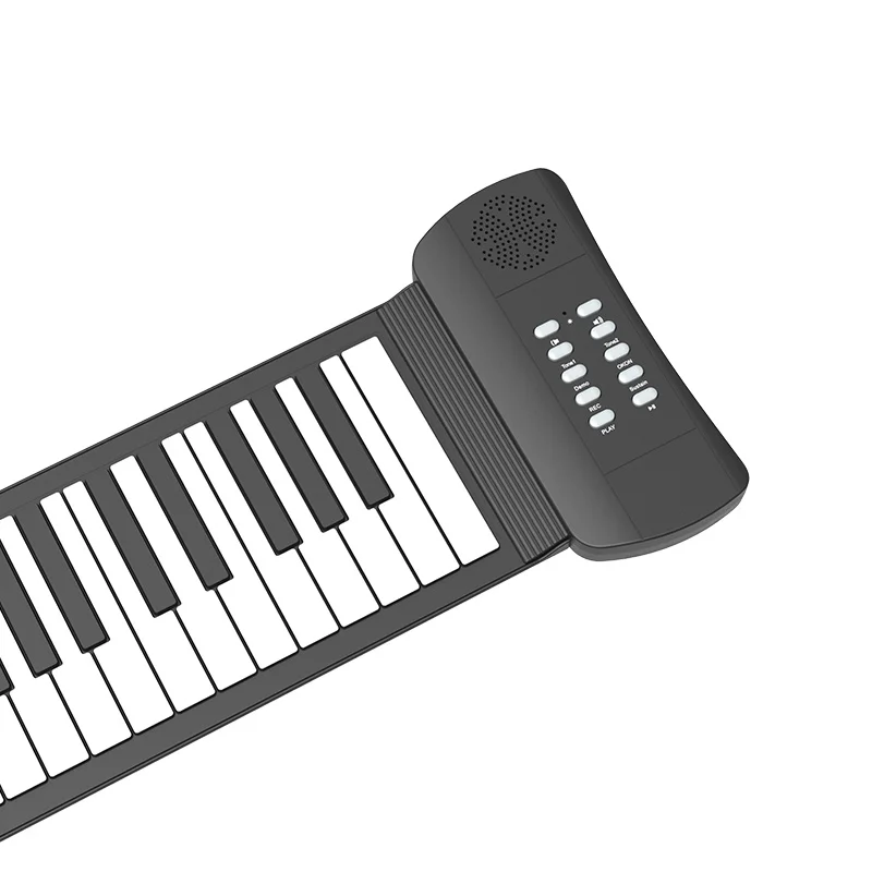 Konix PM49 Low Cost 49 Keys Black and White Flexible Keyboard Kids Instrument Musical School Students Hand Roll up Piano