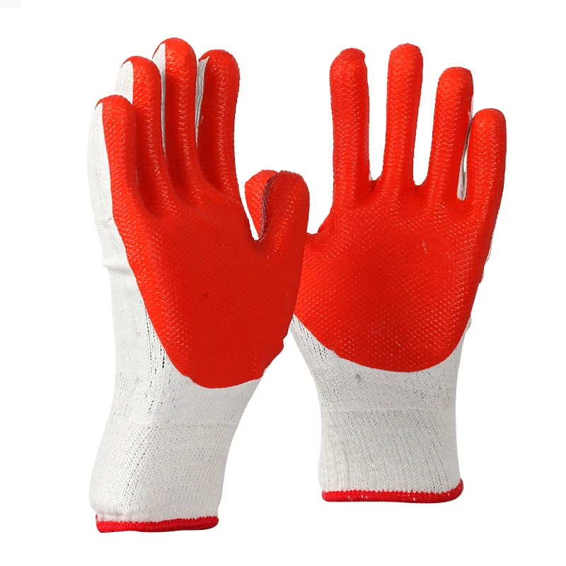 Cotton Knitted Gloves Red Latex Laminated