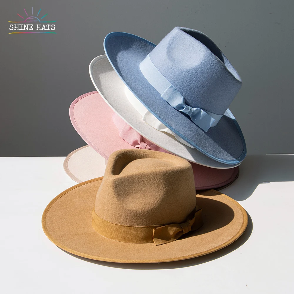 Shinehats Custom Fedora Hats Wholesale Women High Quality Wide Brim 100