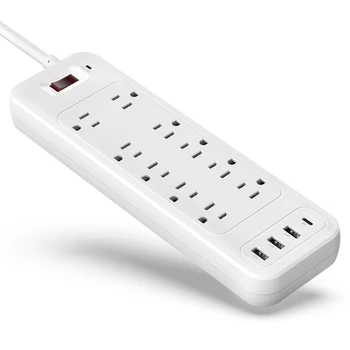 10 way power outlet US Power Strip USB Outlet Extension Surge Protector Multi Plug US Socket
