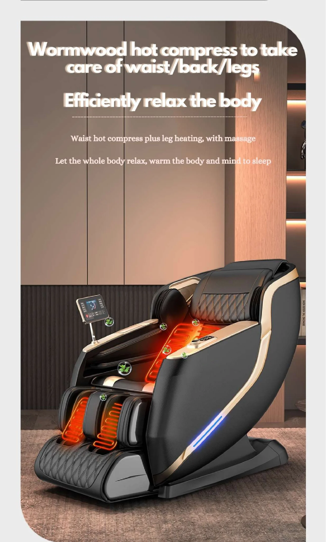Fauteuil De Massage Shiatsu électrique Knetsch – Bluetooth, Cuir Beige, Inclinable