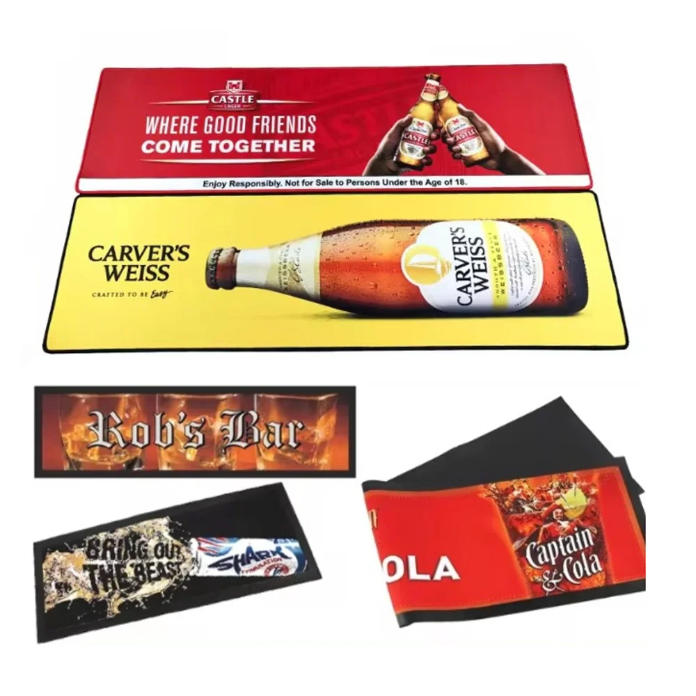 Rubber Bar Spill Mat with Personalized Pvc bar Mat for Spills Drink Custom Branded  LOGO PVC Counter Sublimation bar Mat