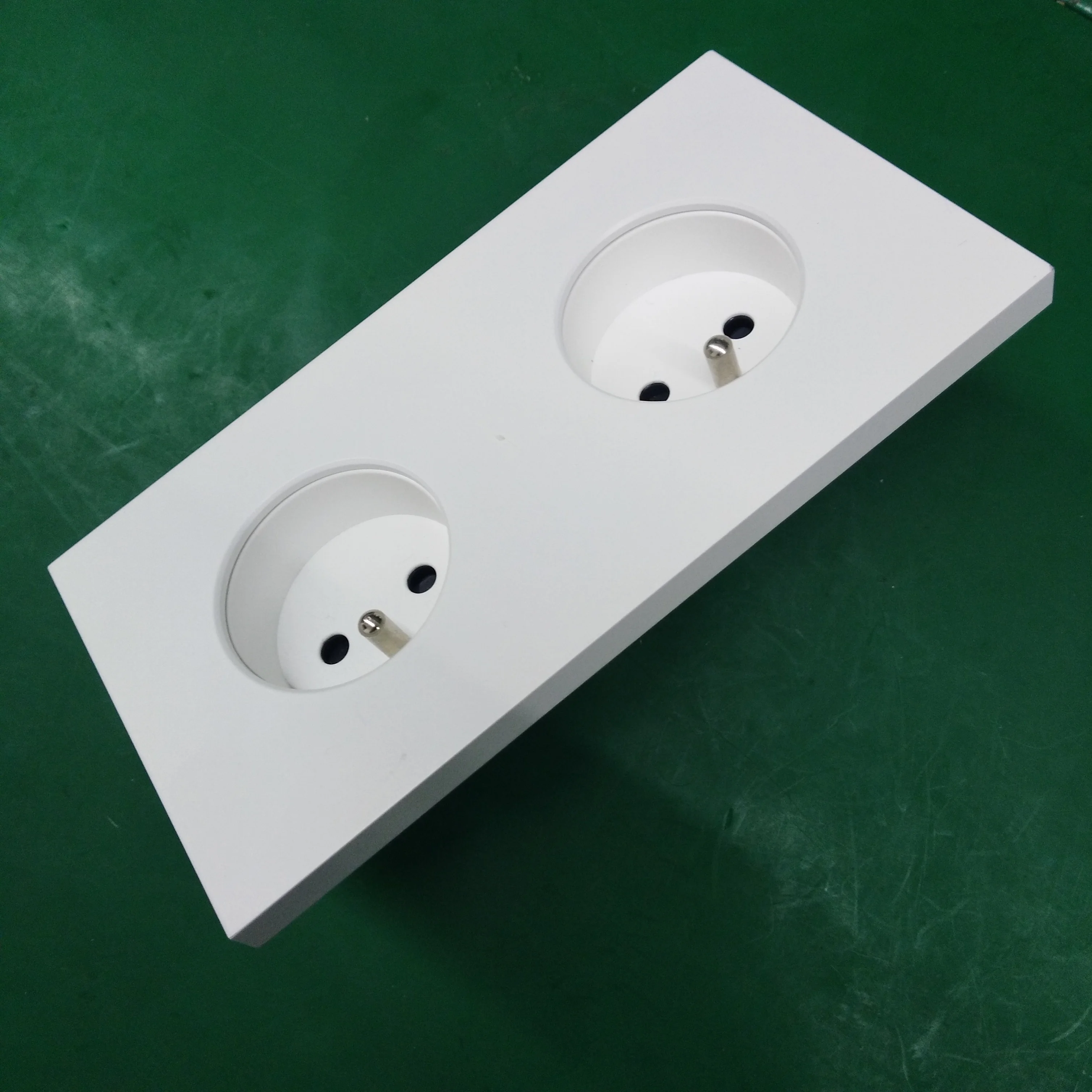 Double French or European Schuko Aluminum Wall Electrical Socket Power Outlets 16A Rated Current for Vimar or for Legrand Module