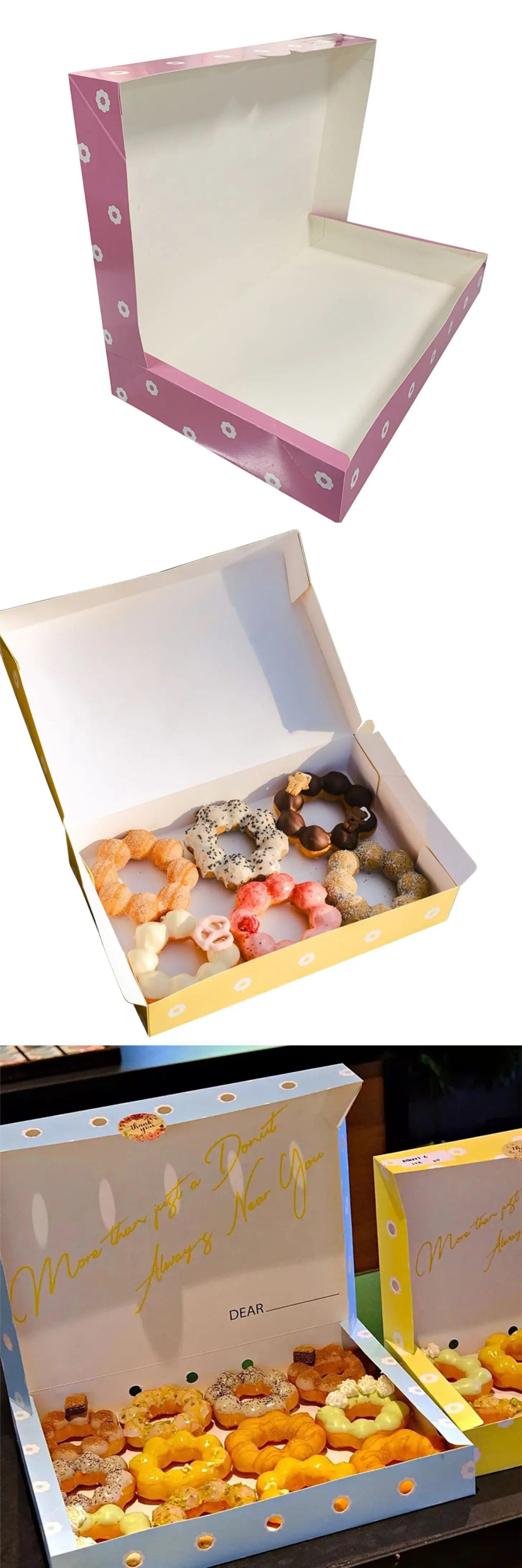 Cardboard Donuts packaging box Food Grade Paper cake Western pastry package Disposable Custom Printing donut box factory