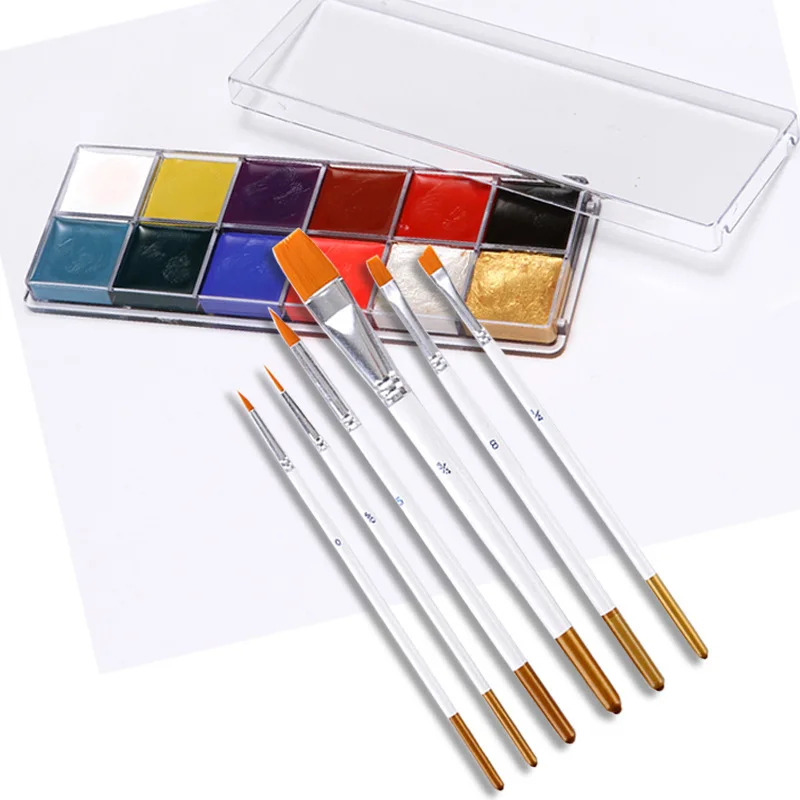 Фестиваль Кубок мира, Живопись тела, игра клоуна, Хэллоуин, макияж, краска для лица, масляное масло, 12 цветов, окрашивание лица, макияж, мигающая татуировка