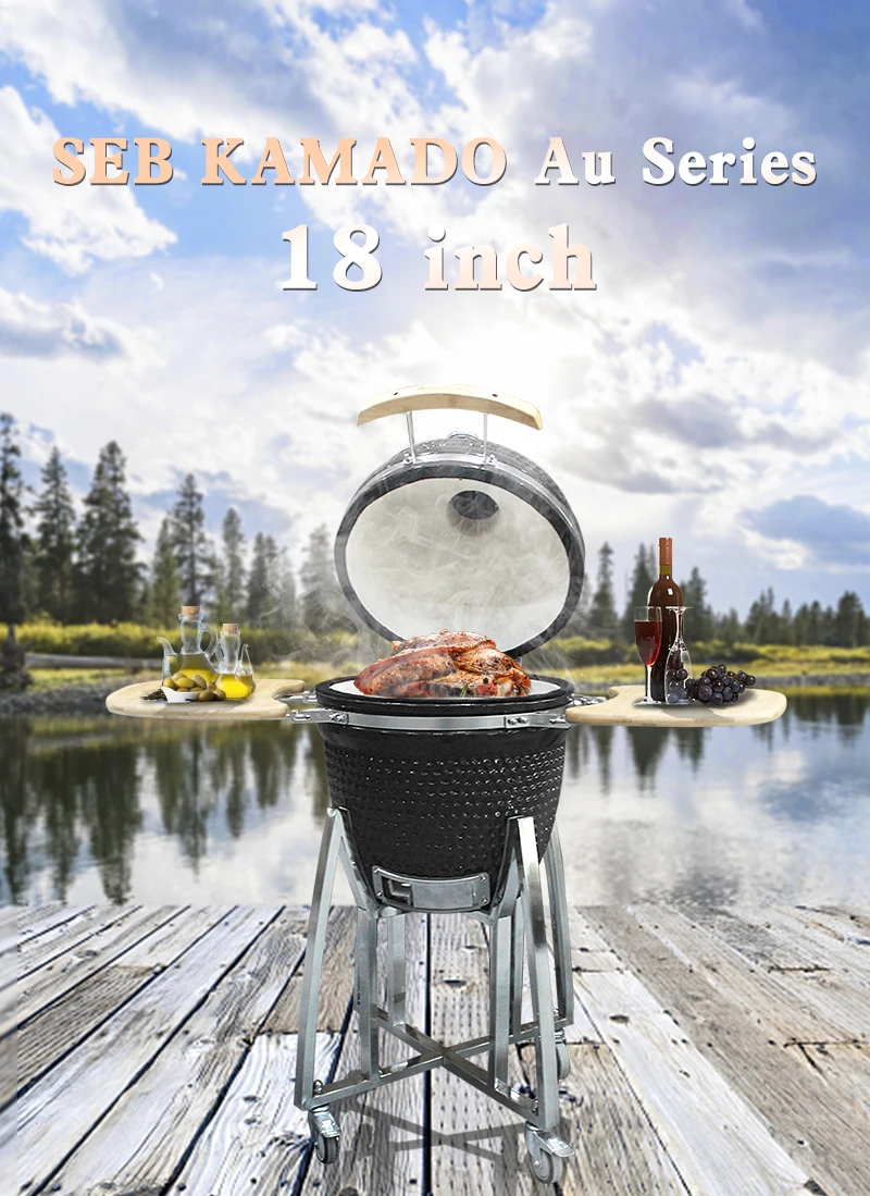 2020 Seb Big Black Egg Kamado Grill Ceramic Barbeque Grill,18 Inches