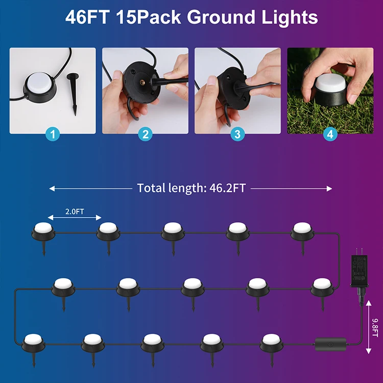 product 15 pack smart tuya app control rgbicw music sync pathway lightsground lightsoutdoor lawn light for garden yard patiodecor-43