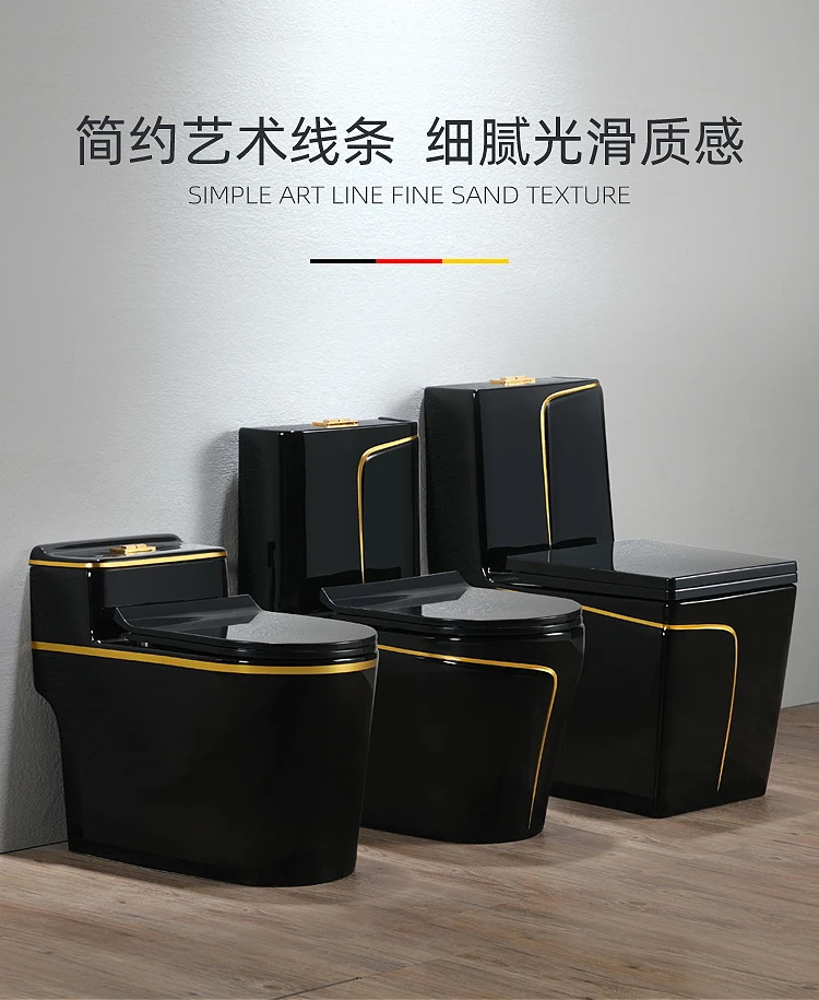 Modern Round Toilet Bowl Pedestal Sink Ceramic One Piece Black Toilet