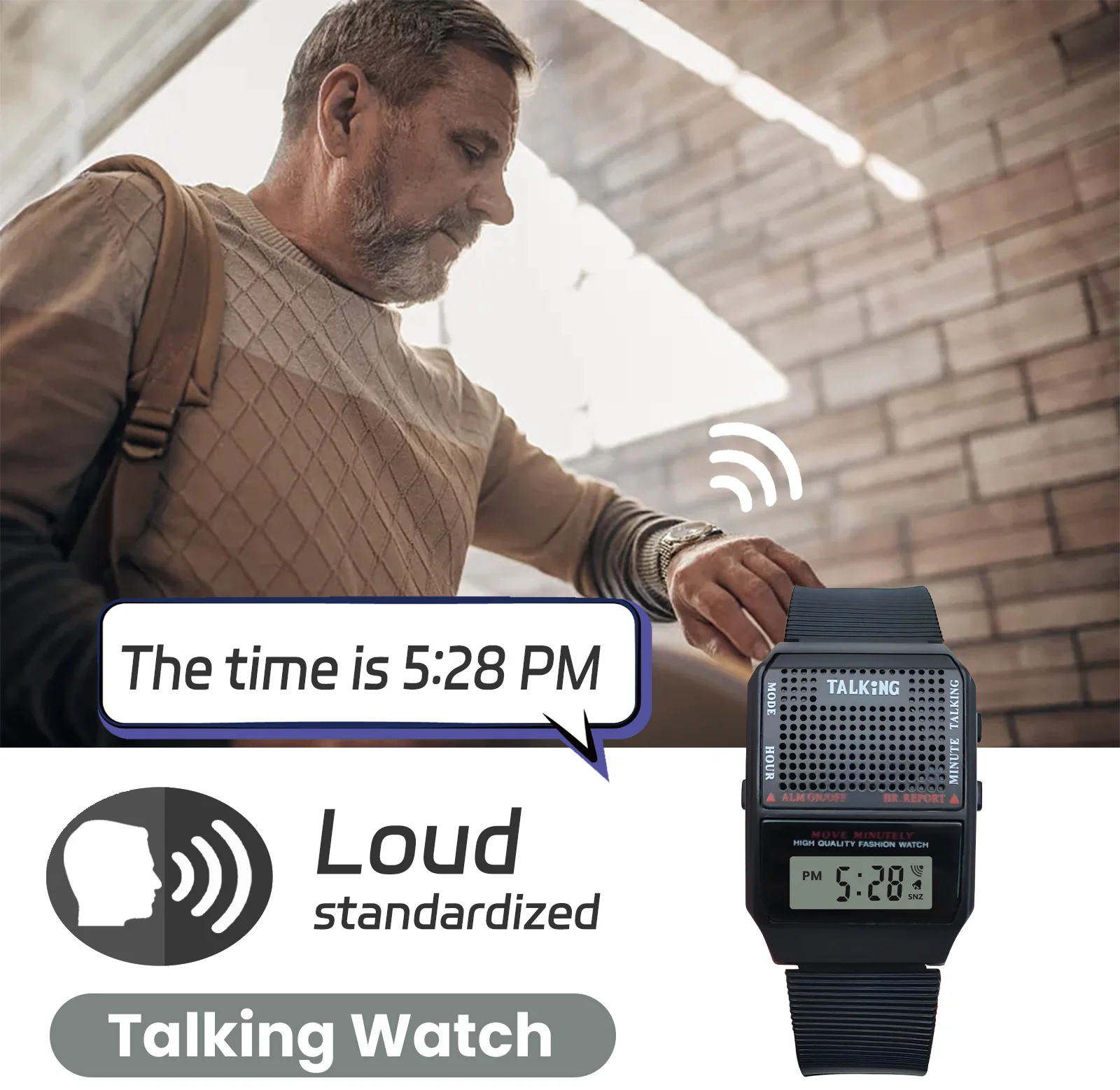 German Digital Talking Watch With Time and Alarm for Visually Impaired and Blind People