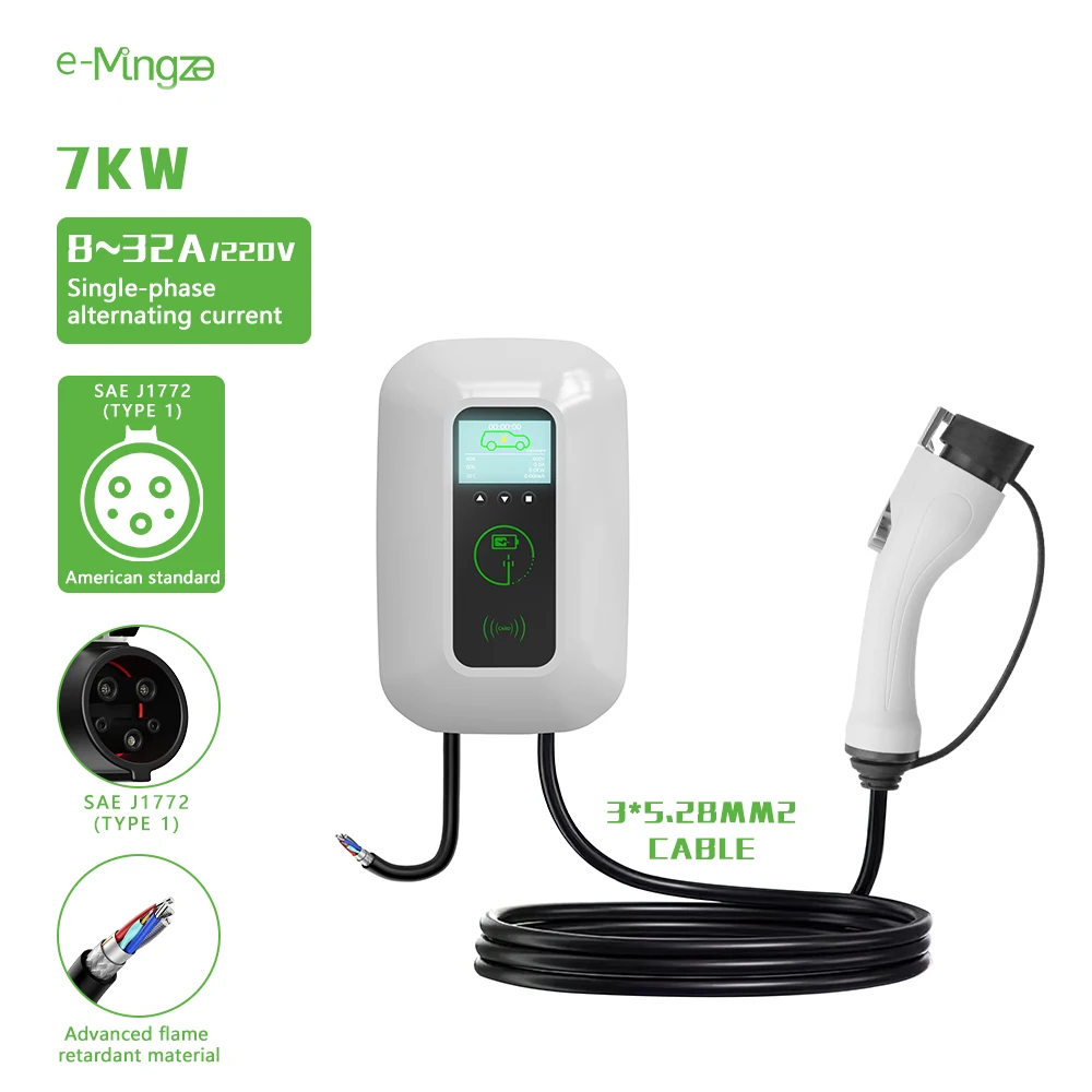 Ac 7kw Electric Vehicle Ev Dc Fast Charging Station Wall Mounted ...