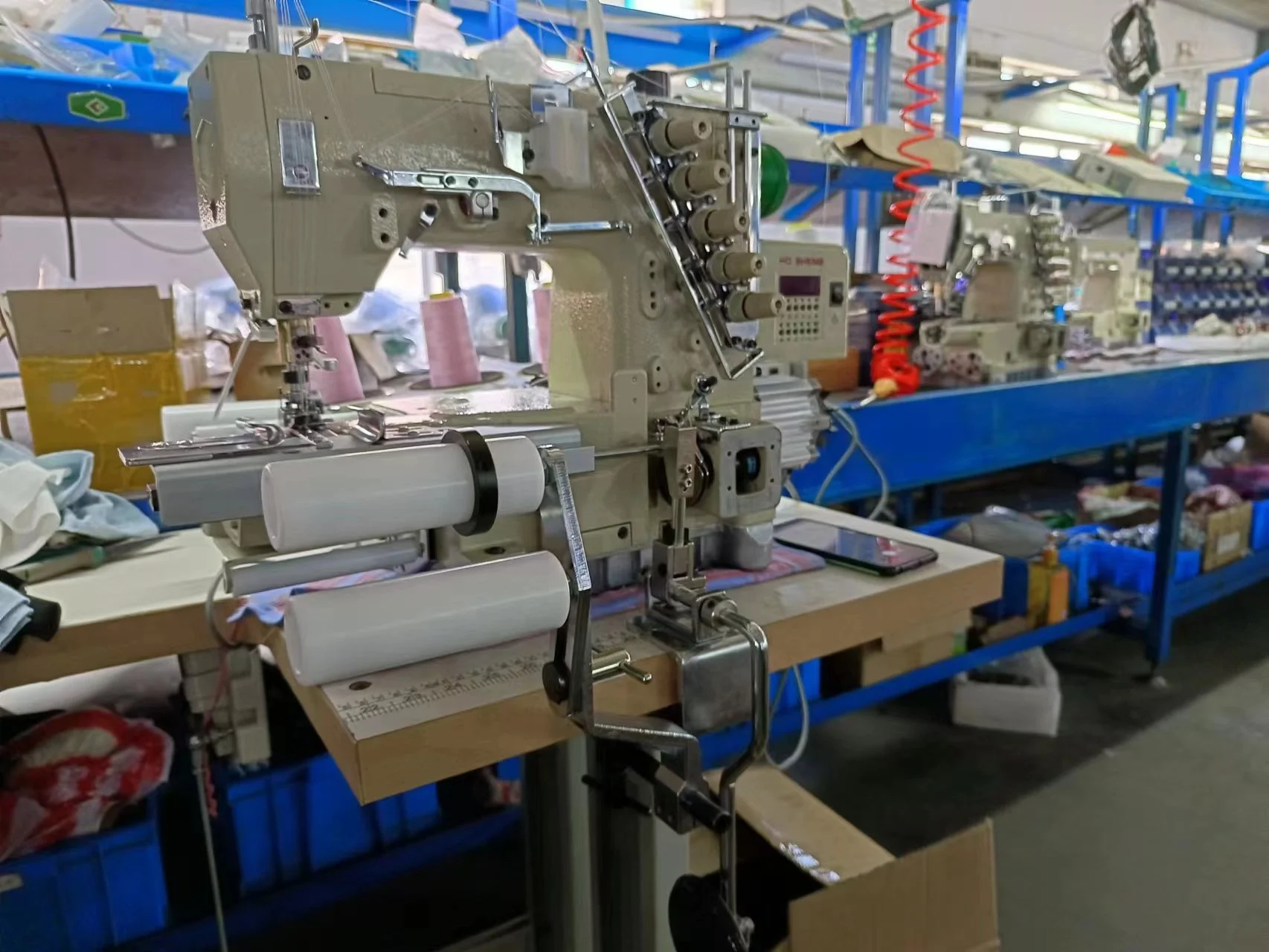 ST 787-EWT(EST)/L200 Automatic Trimmer Cylinder Bed Elastic Waist Band Attaching Interlock Sewing Machine