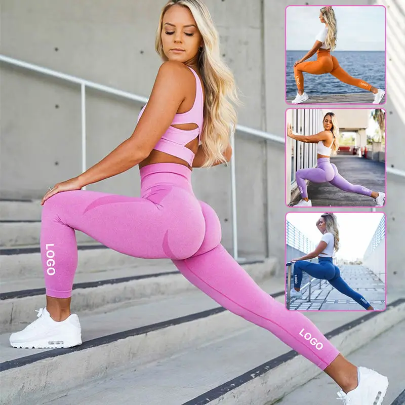 Oem Stretchy Compression Gym Workout Custom Logo Yoga Pants High Waist Scrunch Butt Legging For