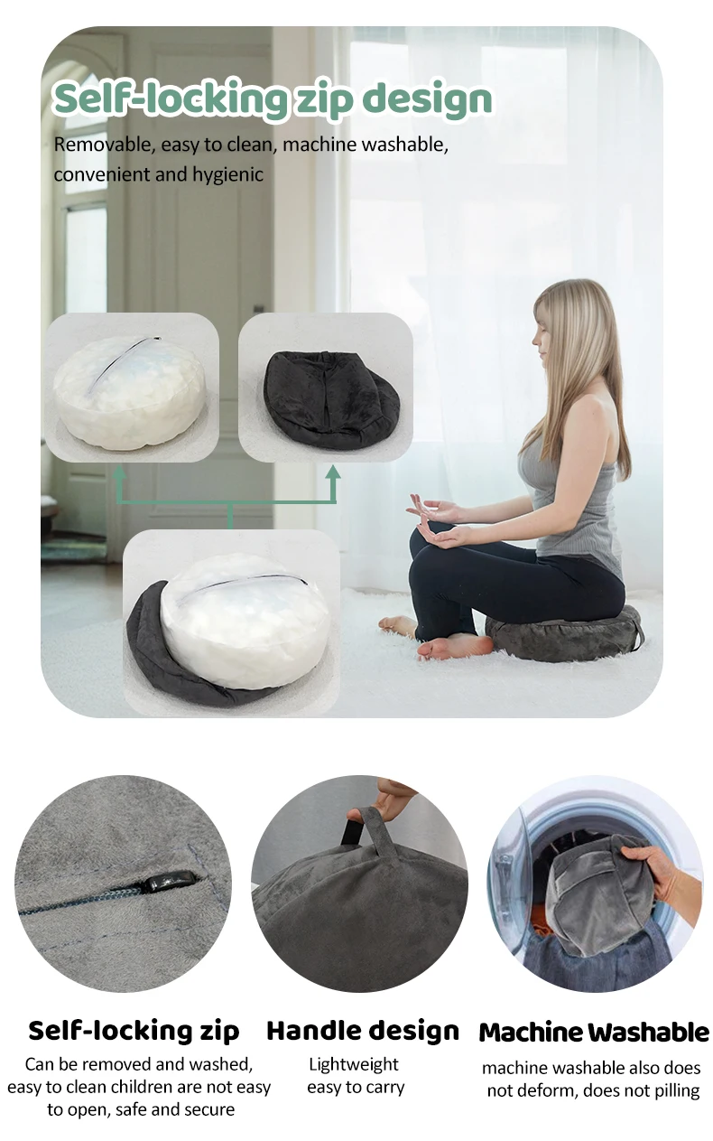Stylish 19-Inch Round Pillow Mat Stackable Kids Indoor Snuggle Floor Pillows for Yoga Living Room Tatami Teepees