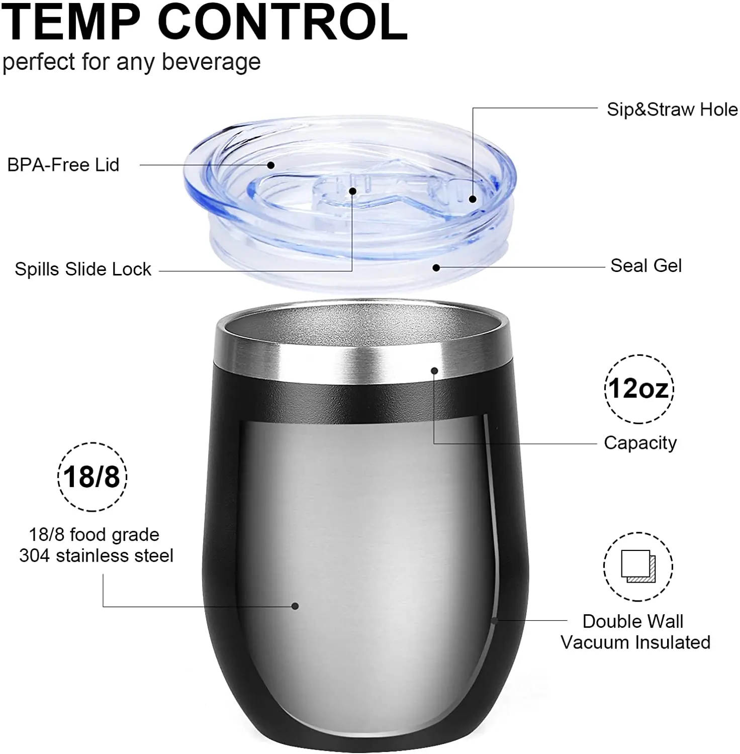 Double Walled Insulated 12oz Stainless Steel Tumblers