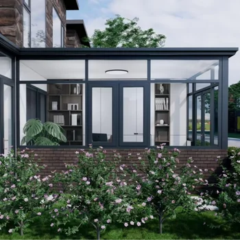 Customized Modern Flat Top Sunroom with Insulating Glass Roof Aluminum Alloy Frame for Residential & Courtyard Use