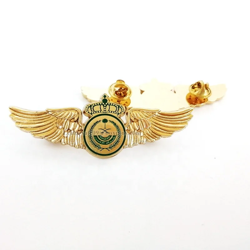 Factory Custom Golden Double wings Lapel Pin wings Badge for Souvenir Gifts