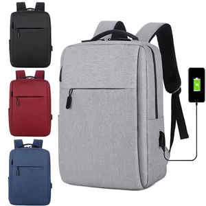 Wholesale Logo Custom Durable Business Travel Waterproof Gray Oxford School Bag  Teenager Laptop Backpack with USB