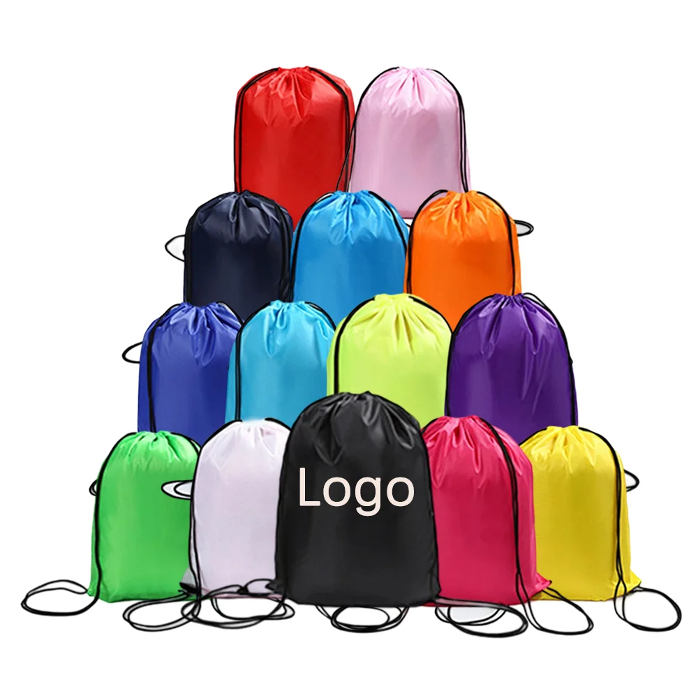 Drawstring Bags with Custom Printed logo Polyester Nylon Waterproof ...