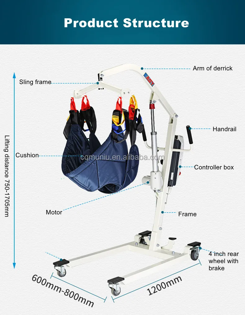 Electric Patient Hoist Lift Equipment For Transfer Disabled Ceiling