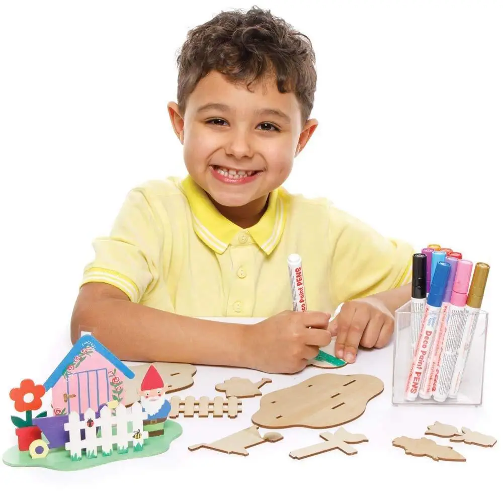 Diy Handmade Wooden House Kids Painting 3d Wood Puzzle Jigsaw Houses