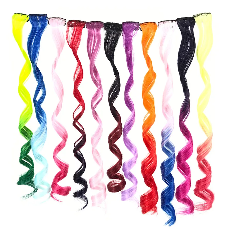 Модный популярный цвет градиент бесшовный один зажим вьющиеся длинные высокотемпературные волосы для