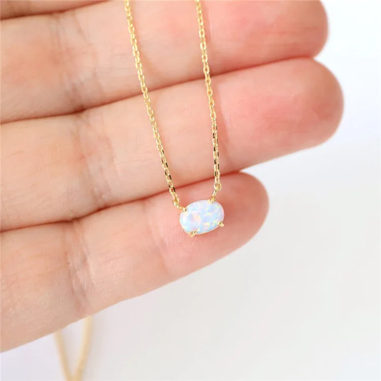 Elegant White Opal Pendant Necklace - 925 Sterling Silver