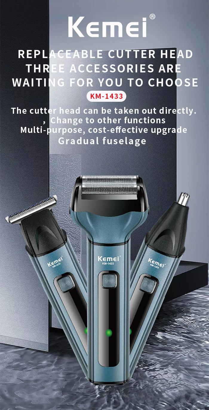 Nose Hair Clippers Household Electric Trimmer Kemei KM-1433 3-in-1 Multi-function Clippers
