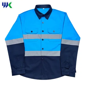 100% Cotton Fabric Work Clothes for Construction Repair Workers Cotton Shirts With Reflective Stripe